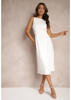 Biała Elegancka Sukienka z Wiskozą i Marszczeniem Gedela ze sklepu Renee odzież w kategorii Sukienki - zdjęcie 174168757