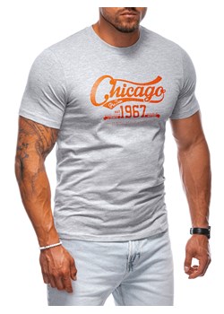 T-shirt męski z nadrukiem 2008S - szary ze sklepu Edoti w kategorii T-shirty męskie - zdjęcie 174170975