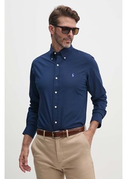 Polo Ralph Lauren koszula męska kolor granatowy regular z kołnierzykiem button-down 710928255 ze sklepu ANSWEAR.com w kategorii Koszule męskie - zdjęcie 174173857