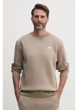 Alpha Industries bluza męska kolor beżowy gładka ze sklepu PRM w kategorii Bluzy męskie - zdjęcie 174175545