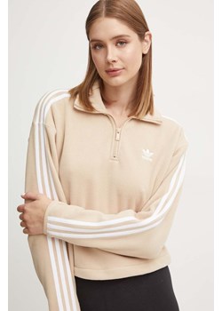 adidas Originals bluza polarowa Polarf Half Zip kolor beżowy z aplikacją IY7267 ze sklepu PRM w kategorii Bluzy damskie - zdjęcie 174175639