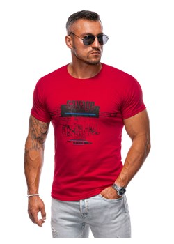 T-shirt męski z nadrukiem 1983S - czerwony ze sklepu Edoti w kategorii T-shirty męskie - zdjęcie 174177688