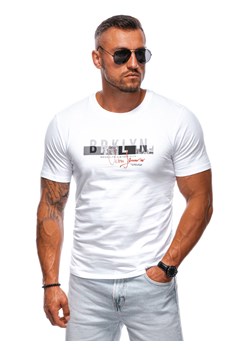 T-shirt męski z nadrukiem 2002S - biały ze sklepu Edoti w kategorii T-shirty męskie - zdjęcie 174177696