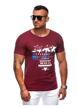 T-shirt męski z nadrukiem 1982S - ciemnoczerwony ze sklepu Edoti w kategorii T-shirty męskie - zdjęcie 174177745