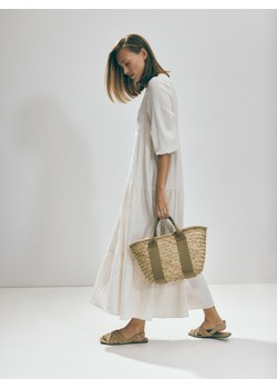 Reserved - Sukienka oversize z wiskozą i lnem - złamana biel ze sklepu Reserved w kategorii Sukienki - zdjęcie 174178608