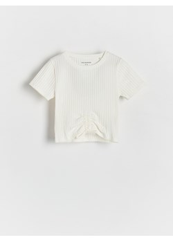 Reserved - T-shirt ze ściągaczem - złamana biel ze sklepu Reserved w kategorii Bluzki dziewczęce - zdjęcie 174179136