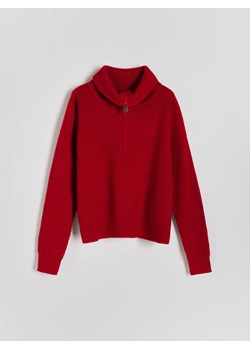 Reserved - Sweter z rozpinanym golfem - czerwony ze sklepu Reserved w kategorii Swetry damskie - zdjęcie 174179157