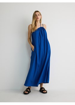 Reserved - Oversizowa sukienka z wiskozą i lnem - niebieski ze sklepu Reserved w kategorii Sukienki - zdjęcie 174179636