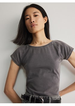 Reserved - T-shirt z efektem sprania - ciemnoszary ze sklepu Reserved w kategorii Bluzki damskie - zdjęcie 174179777