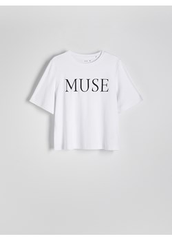 Reserved - T-shirt oversize z haftem - biały ze sklepu Reserved w kategorii Bluzki damskie - zdjęcie 174179866