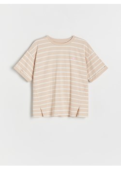 Reserved - T-shirt w paski - beżowy ze sklepu Reserved w kategorii Bluzki dziewczęce - zdjęcie 174180508