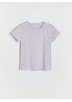 Reserved - Bawełniany t-shirt z haftem - lawendowy ze sklepu Reserved w kategorii Bluzki dziewczęce - zdjęcie 174180545