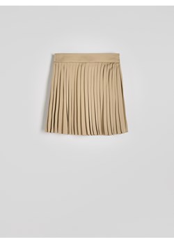 Reserved - Plisowana spódnica mini - beżowy ze sklepu Reserved w kategorii Spódnice - zdjęcie 174180807