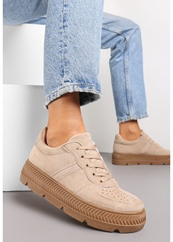 Beżowe Sneakersy z Perforacją na Żłobionej Podeszwie Riparian Rights ze sklepu renee.pl w kategorii Buty sportowe damskie - zdjęcie 174277076