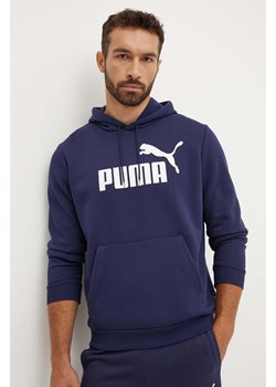 Puma bluza męska kolor granatowy z kapturem z nadrukiem ze sklepu ANSWEAR.com w kategorii Bluzy męskie - zdjęcie 174281628