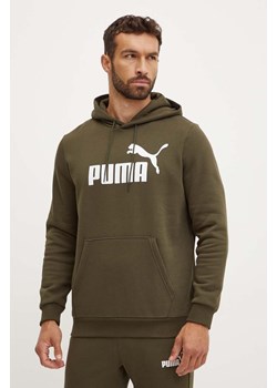 Puma bluza męska kolor zielony z kapturem z nadrukiem ze sklepu ANSWEAR.com w kategorii Bluzy męskie - zdjęcie 174281649