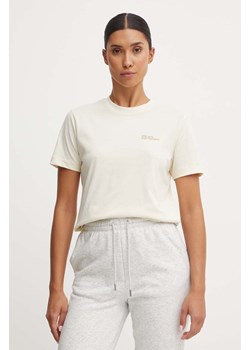 Jack Wolfskin t-shirt bawełniany damski kolor beżowy ze sklepu ANSWEAR.com w kategorii Bluzki damskie - zdjęcie 174281709