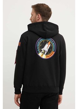 Alpha Industries bluza Space Shuttle Hoody męska kolor czarny z kapturem z aplikacją 178317.556 ze sklepu ANSWEAR.com w kategorii Bluzy męskie - zdjęcie 174281719