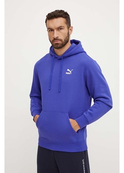 Puma bluza Classics męska kolor fioletowy z kapturem z nadrukiem 535596 ze sklepu ANSWEAR.com w kategorii Bluzy męskie - zdjęcie 174281729