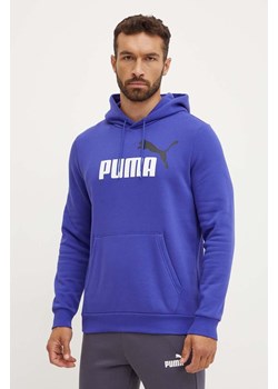 Puma bluza męska kolor niebieski z kapturem z nadrukiem ze sklepu ANSWEAR.com w kategorii Bluzy męskie - zdjęcie 174281739