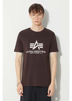 Alpha Industries t-shirt bawełniany Basic T-Shirt męski kolor brązowy z nadrukiem 100501.696 ze sklepu ANSWEAR.com w kategorii T-shirty męskie - zdjęcie 174281838