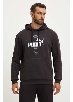 Puma bluza męska kolor czarny z kapturem z nadrukiem 681741 ze sklepu ANSWEAR.com w kategorii Bluzy męskie - zdjęcie 174282207