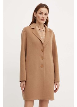 Twinset płaszcz wełniany kolor brązowy przejściowy 242TP2062 ze sklepu ANSWEAR.com w kategorii Płaszcze damskie - zdjęcie 174282447