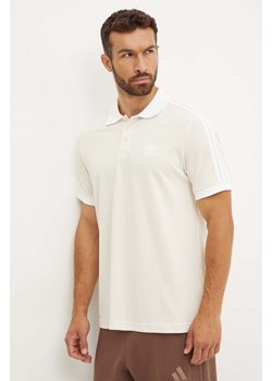 adidas Originals polo bawełniane Adicolor Classics 3-Stripes kolor beżowy z aplikacją IZ3070 ze sklepu ANSWEAR.com w kategorii T-shirty męskie - zdjęcie 174283795