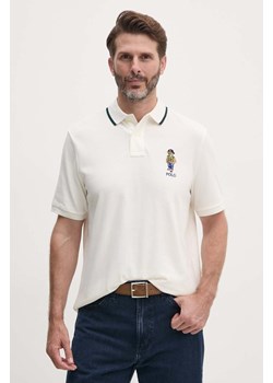 Polo Ralph Lauren polo bawełniane kolor beżowy z aplikacją 710867574 ze sklepu ANSWEAR.com w kategorii T-shirty męskie - zdjęcie 174283805