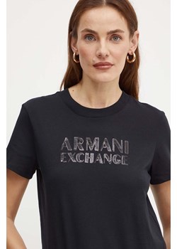 Armani Exchange t-shirt bawełniany damski kolor czarny XW000060 AF10354 ze sklepu ANSWEAR.com w kategorii Bluzki damskie - zdjęcie 174284527