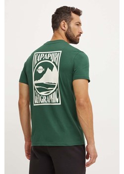 Napapijri t-shirt bawełniany S-Mele męski kolor zielony z nadrukiem NP0A4IN4G1K1 ze sklepu ANSWEAR.com w kategorii T-shirty męskie - zdjęcie 174284805
