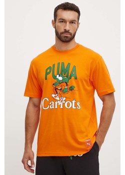 Puma t-shirt bawełniany PUMA X CARROTS Graphic Tee męski kolor pomarańczowy z nadrukiem 627443 ze sklepu ANSWEAR.com w kategorii T-shirty męskie - zdjęcie 174284849