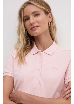 Lacoste T-shirt PF5462 damski kolor różowy z kołnierzykiem PF5462-001 ze sklepu ANSWEAR.com w kategorii Bluzki damskie - zdjęcie 174284935