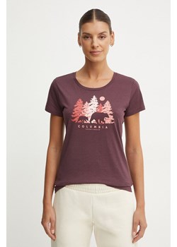 Columbia t-shirt damski kolor bordowy ze sklepu ANSWEAR.com w kategorii Bluzki damskie - zdjęcie 174284955