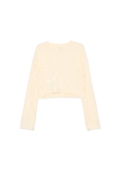 Cropp - Kremowy krótki sweter - kremowy ze sklepu Cropp w kategorii Swetry damskie - zdjęcie 174289546