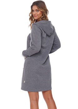 Doctor Nap Szary szlafrok w sportowym stylu z ozdobnymi ściągaczami SMZ.4508.DARK_GREY, Kolor szary, Rozmiar S, Doctor Nap ze sklepu Intymna w kategorii Szlafroki damskie - zdjęcie 174301396