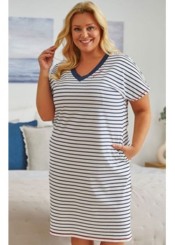 Doctor Nap koszula nocna w paseczki plus size TB.5368, Kolor granatowo-biały, Rozmiar L, Doctor Nap ze sklepu Intymna w kategorii Koszule nocne - zdjęcie 174301446