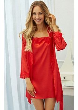 Jacqueline Red LC 90249 czerwony satynowy trzycześciowy komplet, Kolor czerwony, Rozmiar S/M, LivCo Corsetti Fashion ze sklepu Intymna w kategorii Szlafroki damskie - zdjęcie 174321799