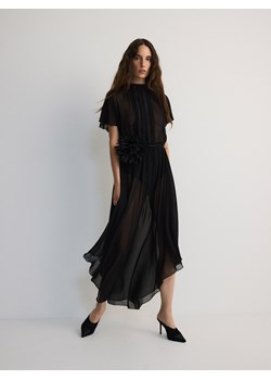 Reserved - Szyfonowa sukienka z wiązaną szarfą - czarny ze sklepu Reserved w kategorii Sukienki - zdjęcie 174328549