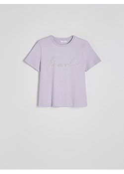 Reserved - T-shirt z aplikacją - lawendowy ze sklepu Reserved w kategorii Bluzki damskie - zdjęcie 174328725