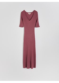 Reserved - Dzianinowa sukienka z dekoracyjnym wykończeniem - brudny róż ze sklepu Reserved w kategorii Sukienki - zdjęcie 174328977