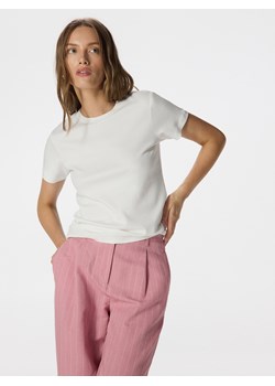 Reserved - T-shirt slim fit z domieszką jedwabiu - biały ze sklepu Reserved w kategorii Bluzki damskie - zdjęcie 174329147