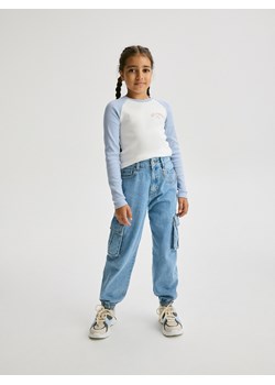 Reserved - Bawełniana bluzka z nadrukiem - jasnoniebieski ze sklepu Reserved w kategorii Bluzki dziewczęce - zdjęcie 174329736