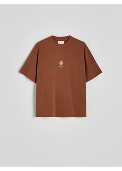 Reserved - Bawełniany t-shirt regular - brązowy ze sklepu Reserved w kategorii T-shirty męskie - zdjęcie 174330148