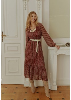 Bordowa Sukienka z Trójkątnym Dekoltem i Gumką w Pasie Hutyz ze sklepu Born2be Odzież w kategorii Sukienki - zdjęcie 174350285