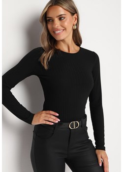 Czarna Prążkowana Klasyczna Bluzka Bralina ze sklepu Born2be Odzież w kategorii Bluzki damskie - zdjęcie 174351996