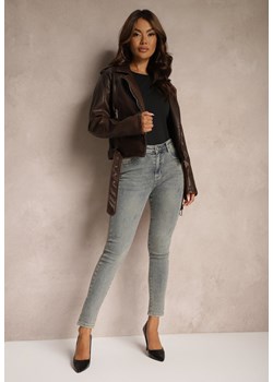 Ciemnoszare Skinny Jeansy z Bawełny High Waist Navilare ze sklepu Renee odzież w kategorii Jeansy damskie - zdjęcie 174358976