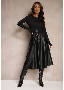 Czarna Rozkloszowana Spódnica z Imitacji Skóry High Waist Evirenas ze sklepu Renee odzież w kategorii Spódnice - zdjęcie 174359575