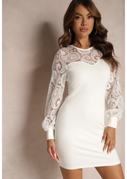 Biała Sukienka Retro z Ażurową Koronką Paisley Nevettiana ze sklepu Renee odzież w kategorii Sukienki - zdjęcie 174359845