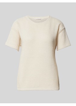 T-shirt z prążkowanym,okrągłym dekoltem model ‘Gizapi’ ze sklepu Peek&Cloppenburg  w kategorii Bluzki damskie - zdjęcie 174370909